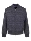 Emporio Armani Script-print Bomber Jacket In Blue