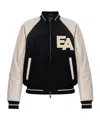 Emporio Armani Leather-sleeved Varsity Jacket In White