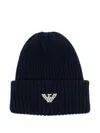 Emporio Armani Logo-embroidered Ribbed Beanie In Black