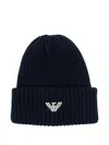 Emporio Armani Logo-embroidered Ribbed Beanie In Black