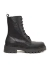 Emporio Armani Leather Ankle Boots In Black