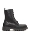 Emporio Armani Leather Ankle Boots In Black