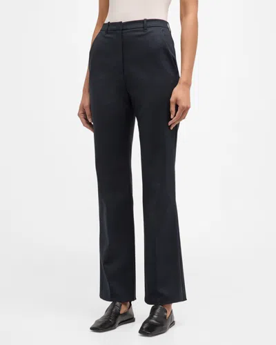 Emporio Armani Bootcut Couture Cotton Trousers In Navy
