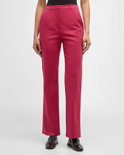 Emporio Armani Bootcut Couture Cotton Trousers In Raspberry