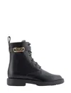 Emporio Armani Official Store Leather Lace-up Ankle Boots With Icon Logo Strap
