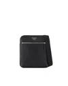 Emporio Armani Asv Regenerated Saffiano Leather Flat Shoulder Bag With Eagle Plate In Black