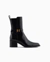 Emporio Armani Bottines En Cuir Brossé Avec Bride In Black