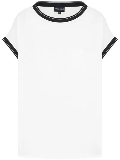 Emporio Armani Chiffon Short-sleeve Blouse In White