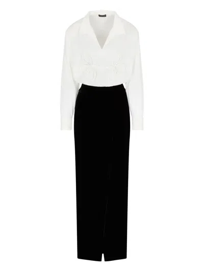EMPORIO ARMANI BOW-DETAIL VELVET DRESS