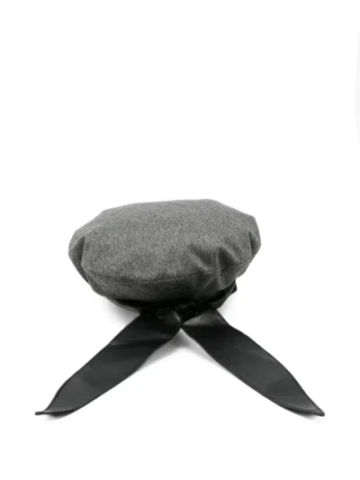 Emporio Armani Bow-detail Beret In Gray