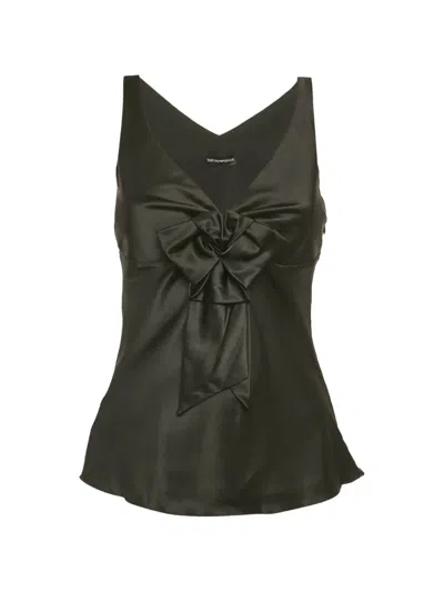 Pre-owned Emporio Armani Bow-detail Top In Black