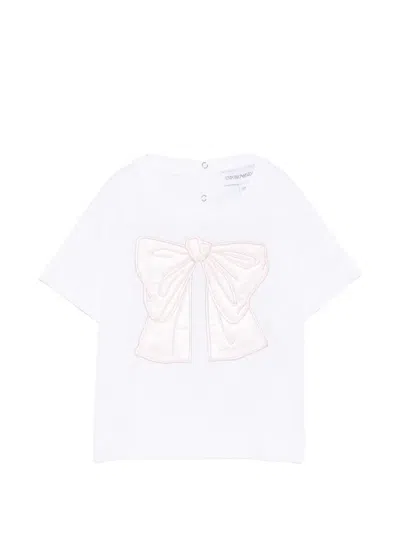 Emporio Armani Babies' Bow-patch T-shirt In White