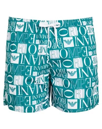 Emporio Armani Boxer Beachwear Man Swim Trunks Green Size 36 Polyester