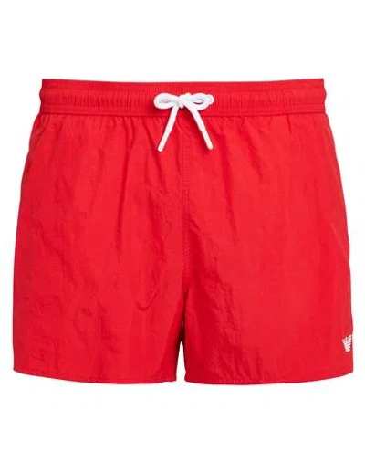 Emporio Armani Boxer Beachwear Man Swim Trunks Red Size 34 Polyamide