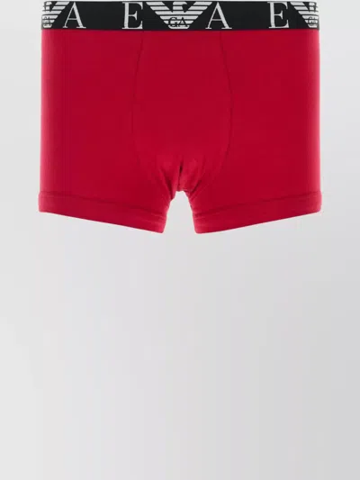 Emporio Armani Boxer Set Cotton Elastic Waistband In Red