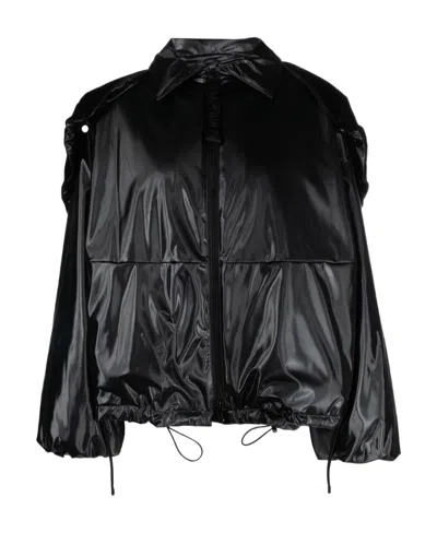Emporio Armani Boxy Faux-leather Jacket In Black