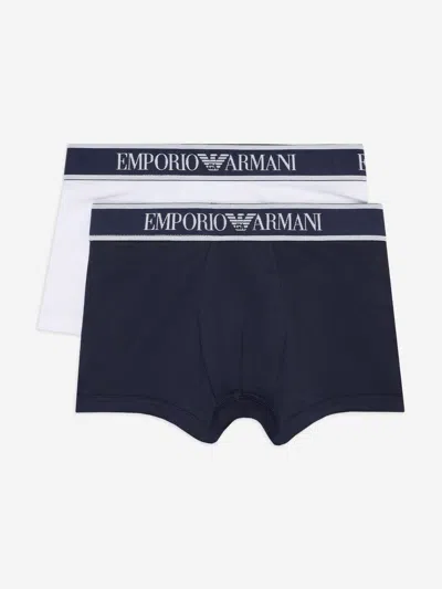 Emporio Armani Boys 2 Pack Boxer Shorts Set In Blue