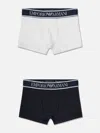 Emporio Armani Logo-waistband Cotton-blend Boxers (set Of Two) In Blue