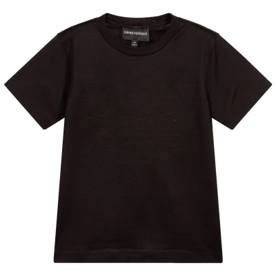 Emporio Armani Kids' Boys Black Cotton Logo T-shirt In Neutral