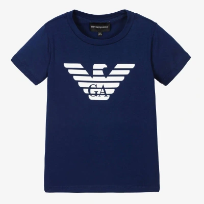 Emporio Armani Kids' Boys Blue Cotton Eagle T-shirt