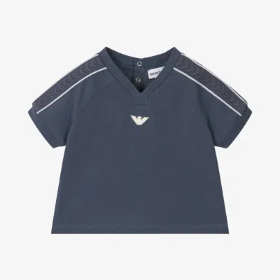 Emporio Armani Babies' Boys Blue Cotton Eagle T-shirt