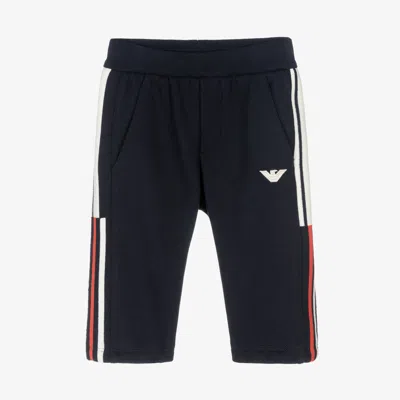 Emporio Armani Babies' Boys Blue Cotton Stripe-trim Joggers