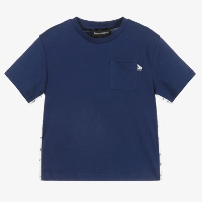 Emporio Armani Kids' Boys Blue Cotton T-shirt In Brown