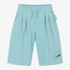 Emporio Armani Boys Blue Organic Cotton Smurfs Shorts In Blue