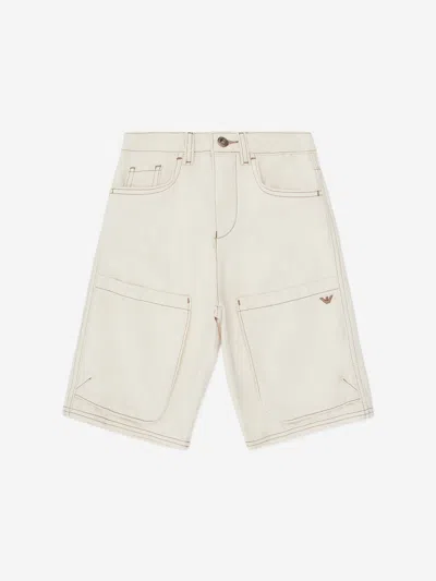 Emporio Armani Kids' Boys Cotton Bermuda Shorts In White