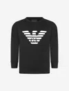 EMPORIO ARMANI BOYS COTTON BLEND LOGO SWEATSHIRT 8 YRS BLACK