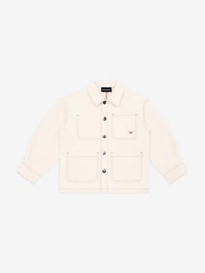 Emporio Armani Boys Cotton Jacket In Sand