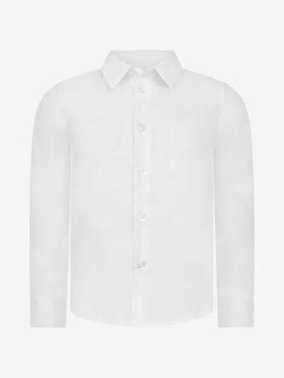 Emporio Armani Kids' Boys Cotton Long Sleeve Branded Shirt 7 Yrs White