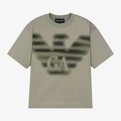 Emporio Armani Babies' Boys Green Cotton Eagle Logo T-shirt In Gray