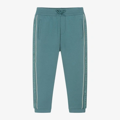 Emporio Armani Kids' Boys Green Cotton Logo Tape Joggers