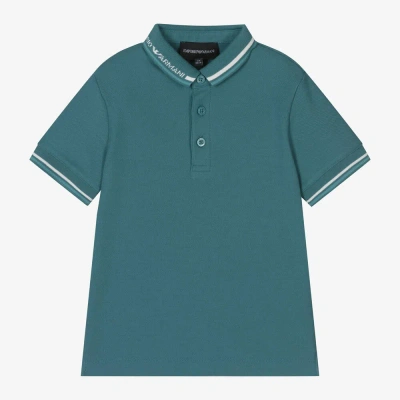 Emporio Armani Kids' Boys Green Cotton Polo Shirt