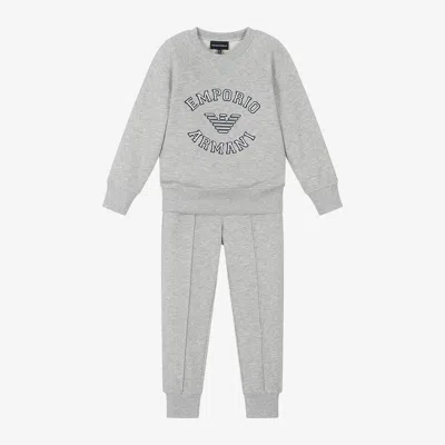 Emporio Armani Kids' Boys Grey Cotton Tracksuit