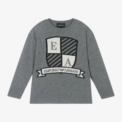 Emporio Armani Kids' Boys Grey Wool & Cashmere Knit Sweater