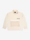 Emporio Armani Boys Half Zip Pocket Sweatshirt In Beige