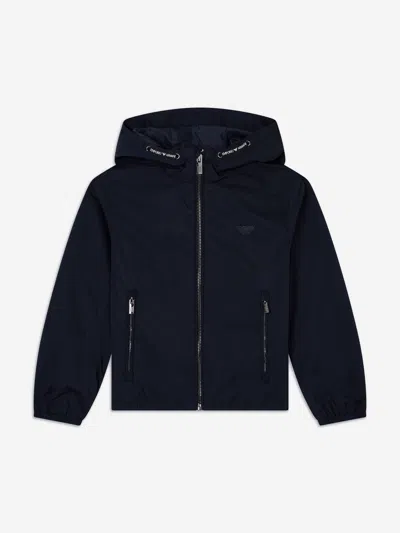 Emporio Armani Kids' Boys Hooded Zip Up Jacket In Blue