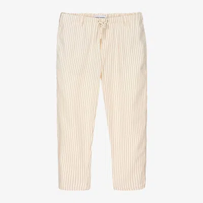 Emporio Armani Kids' Boys Ivory Cotton & Linen Trousers