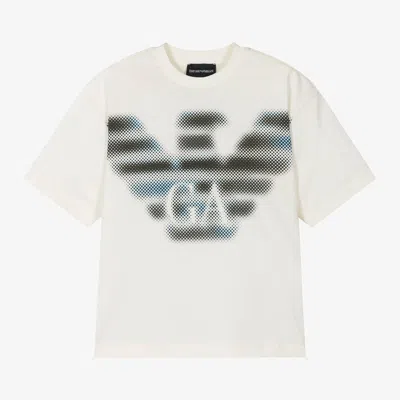 Emporio Armani Kids' Boys Ivory Cotton Eagle Logo T-shirt