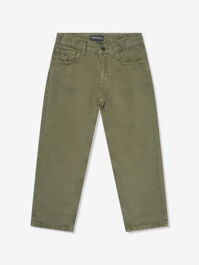Emporio Armani Kids' Boys Linen Blend Trousers In Green