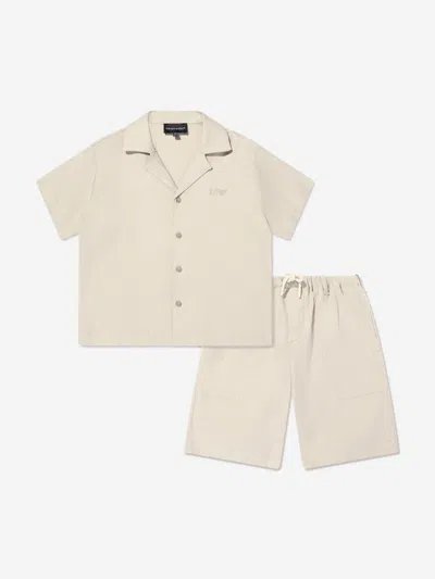 Emporio Armani Boys Linen Shirt And Shorts Set