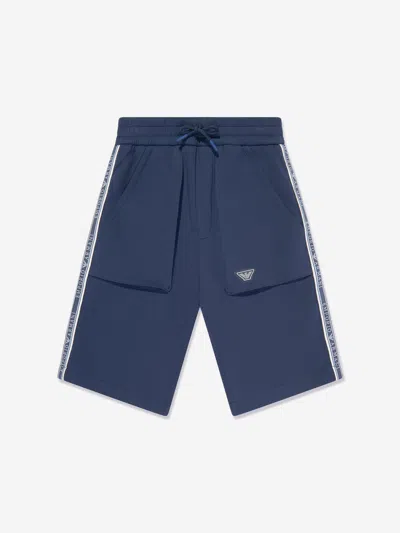 Emporio Armani Kids' Logo-tape Shorts In Blue