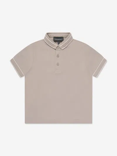 Emporio Armani Kids' Boys Logo Collar Polo Shirt In Brown
