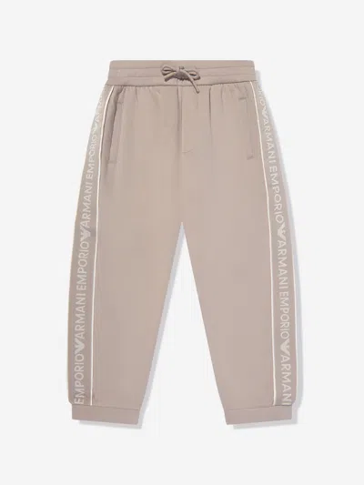 Emporio Armani Kids' Boys Logo Joggers In Brown