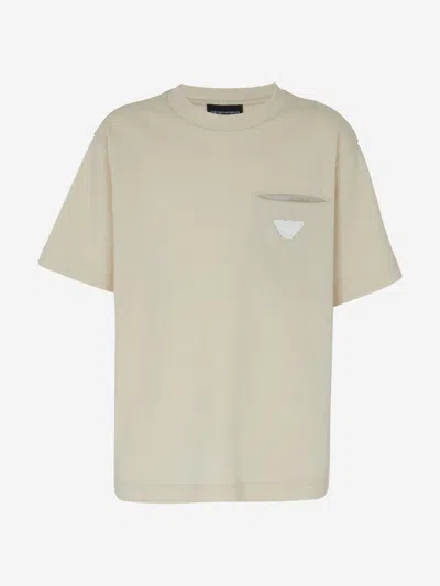 Emporio Armani Kids'  Boys Logo Pocket T-shirt In Sand