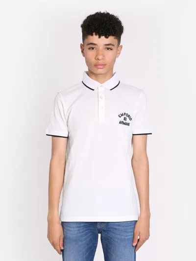Emporio Armani Kids' Boys Logo Polo Shirt In White