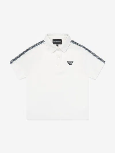Emporio Armani Kids' Logo-appliqué Cotton Polo Shirt In White