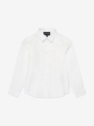 Emporio Armani Kids' White Cotton Poplin Shirt In Ivory